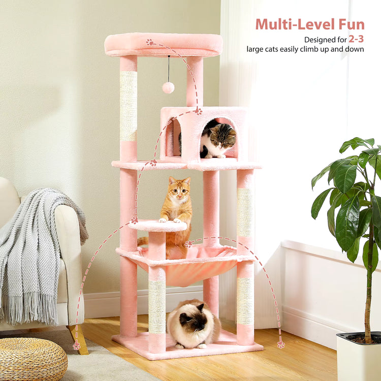 Luxury Cat Tree House Tower with Cabinet Solid Wood Cat Tree Posting Toy Multi-Level Kitten Cat Condo Rascador Gato Arbre À Chat