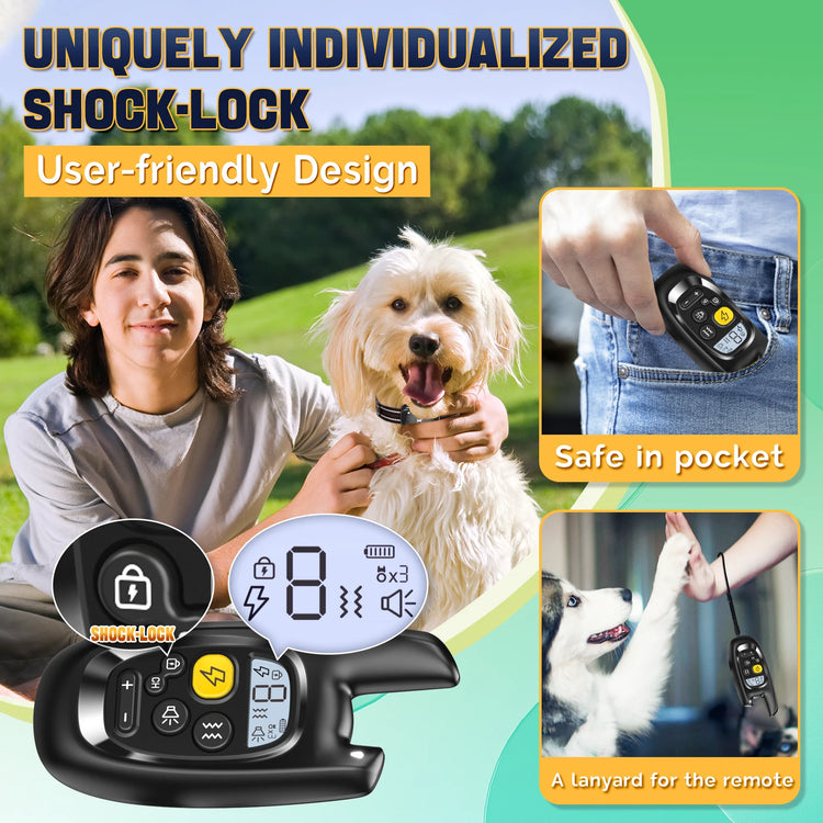 Remote Dog Shock Collar Anti-Bark IPX7 Waterproof Rechargeable Electric Dog Training Collar with Safe Static Vibration