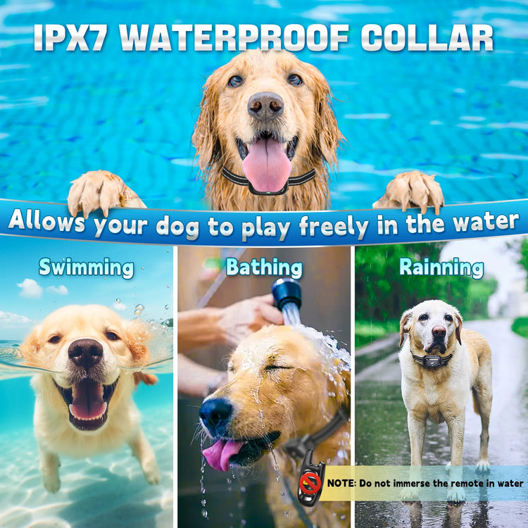 Remote Dog Shock Collar Anti-Bark IPX7 Waterproof Rechargeable Electric Dog Training Collar with Safe Static Vibration