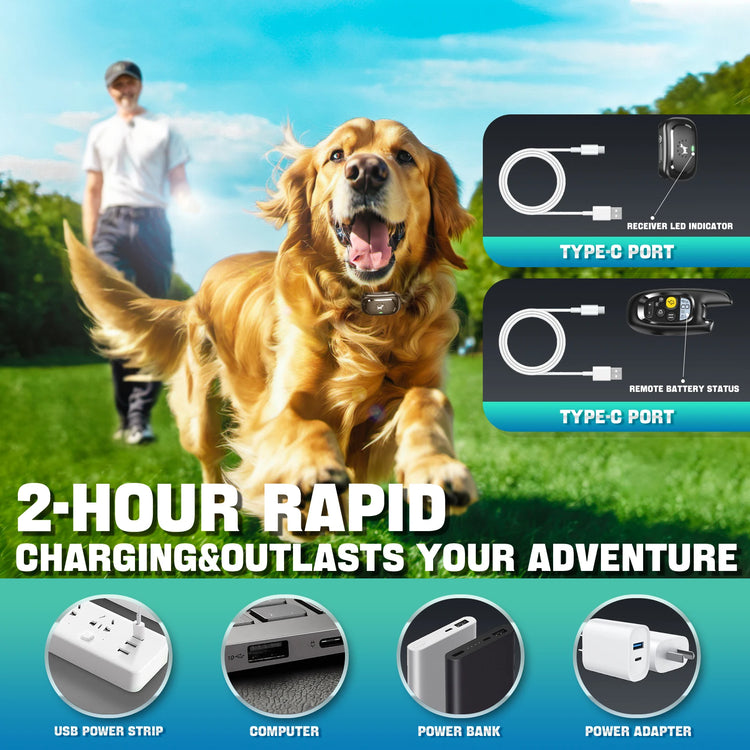 Remote Dog Shock Collar Anti-Bark IPX7 Waterproof Rechargeable Electric Dog Training Collar with Safe Static Vibration