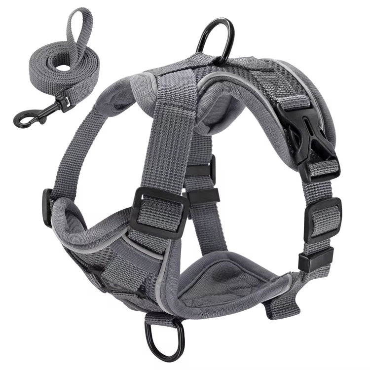 Reflective Dog Cat Harness and Leash Set Mesh Nylon Dog Vest Harness with Walking Lead Rope for Small Medium Dogs Bulldog Pug
