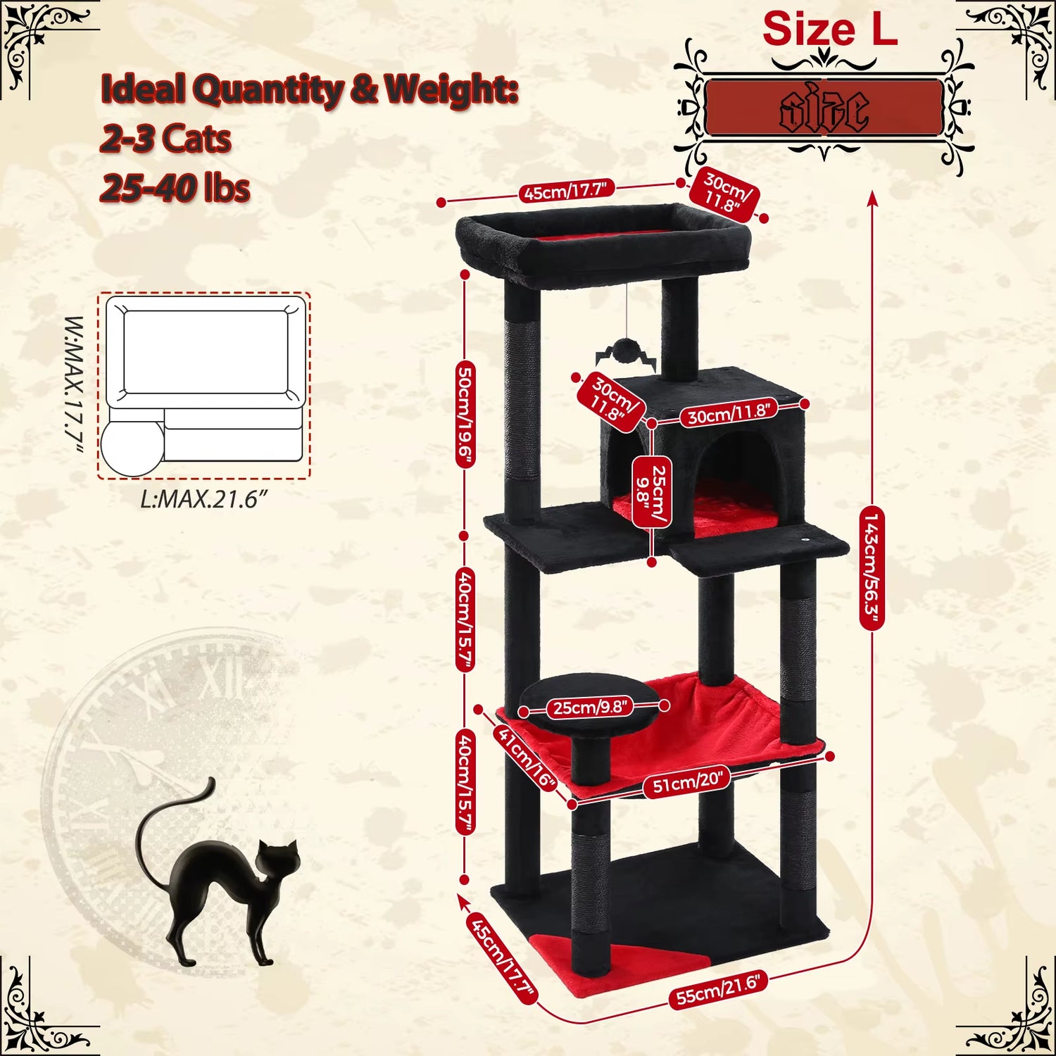 Luxury Cat Tree House Tower with Cabinet Solid Wood Cat Tree Posting Toy Multi-Level Kitten Cat Condo Rascador Gato Arbre À Chat